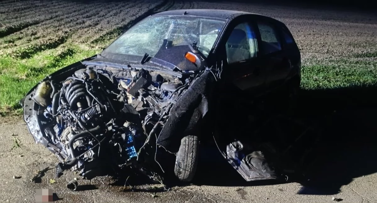 Pił i jechał! 38-latek z niemal 2 promilami rozbił Forda na ogrodzeniu