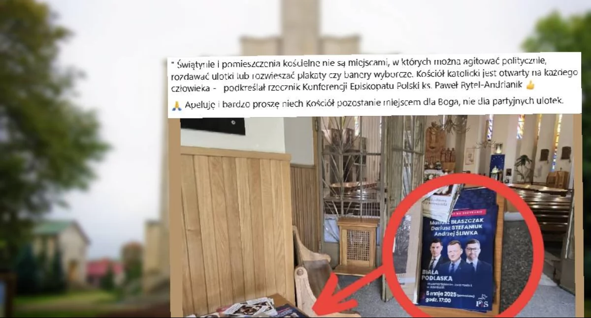 Ulotki Prawa i Sprawiedliwości w kościele. Kuria tłumaczy: to nie ksiądz, a wierni