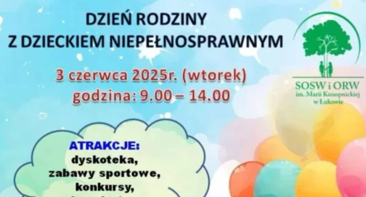 Zapraszamy na Rodzinny Dzień Dziecka w Łukowie. Wyjątkowe wydarzenie dla rodzin dzieci z niepełnosprawnościami