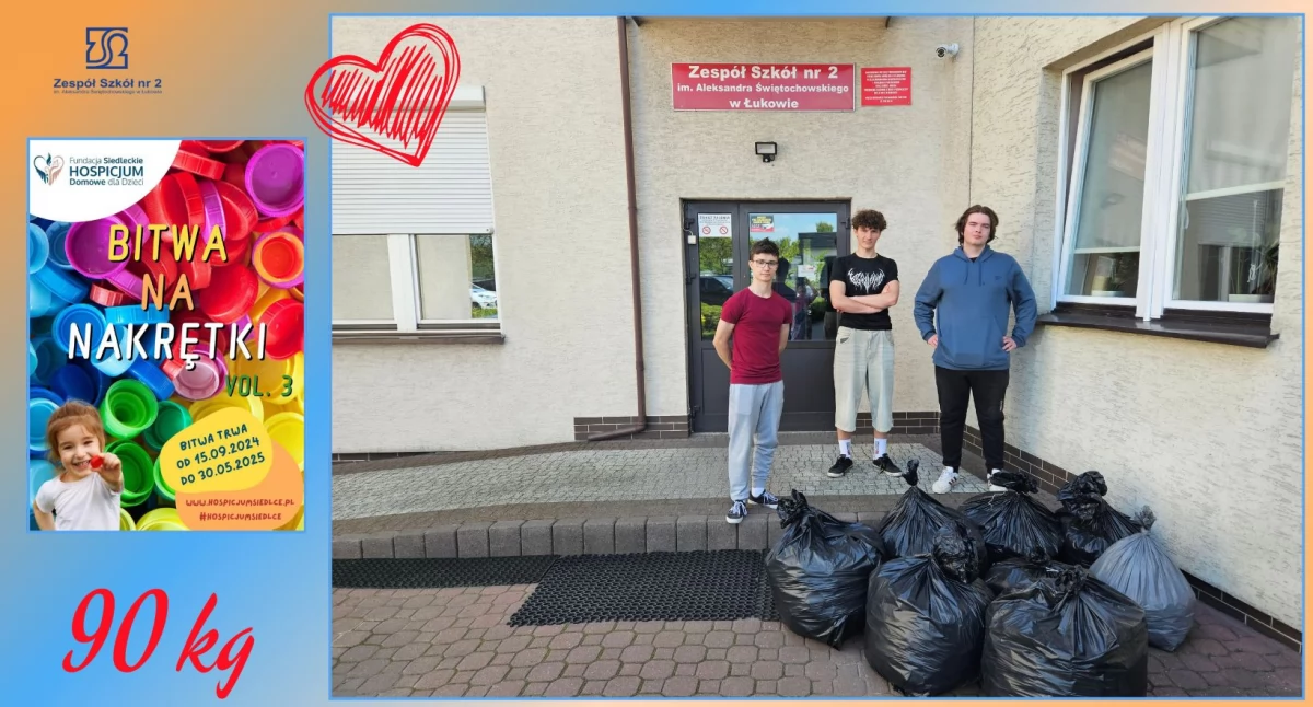 Łuków: Uczniowie zebrali aż 90 kg nakrętek – przekazali je na rzecz chorych dzieci