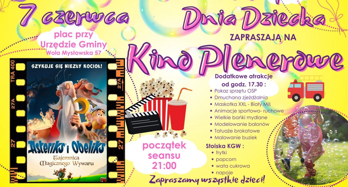 Plenerowe kino, dmuchańce i pokaz OSP. Wola Mysłowska zaprasza na Dzień Dziecka
