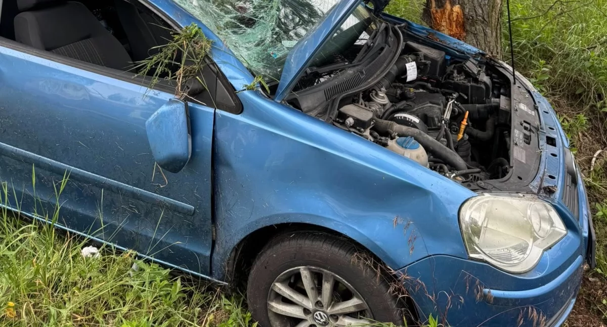 Auto wbiło się w drzewo na drodze w powiecie łukowskim. Młoda kobieta trafiła do szpitala