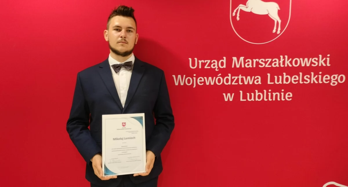 Mikołaj Lemiech ze stypendium Marszałka Województwa Lubelskiego. Uczeń ZS nr 1 wśród wyróżnionych twórców kultury