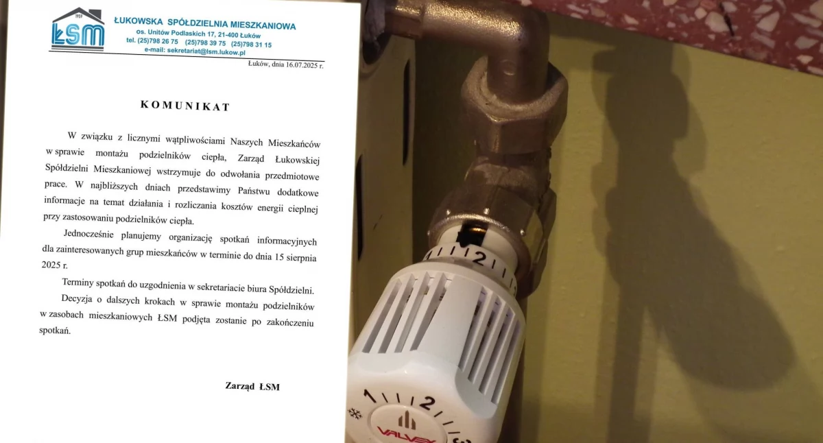 Łukowska Spółdzielnia Mieszkaniowa wstrzymuje montaż podzielników ciepła. Będą spotkania informacyjne