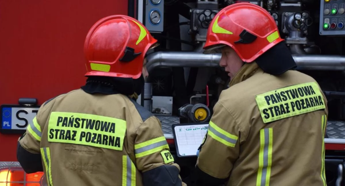 Pożar samochodu przy ul. Prusa w Łukowie. Interweniowały dwa zastępy straży pożarnej