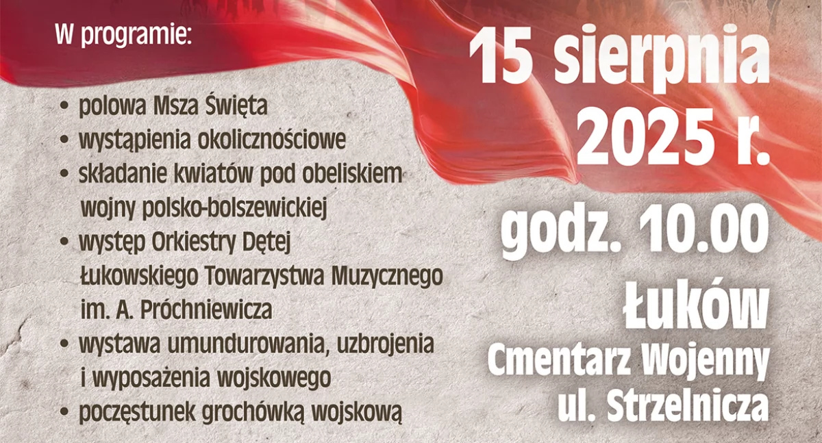 15 sierpnia w Łukowie: Msza, grochówka i orkiestra. Święto Wojska Polskiego na Cmentarzu Wojennym