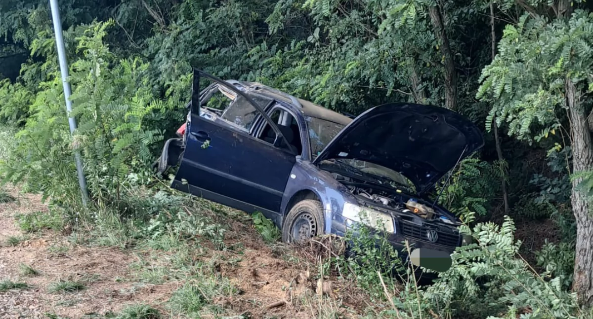 Volkswagen wylądował w rowie po uderzeniu w drzewo. Kierowca był pijany