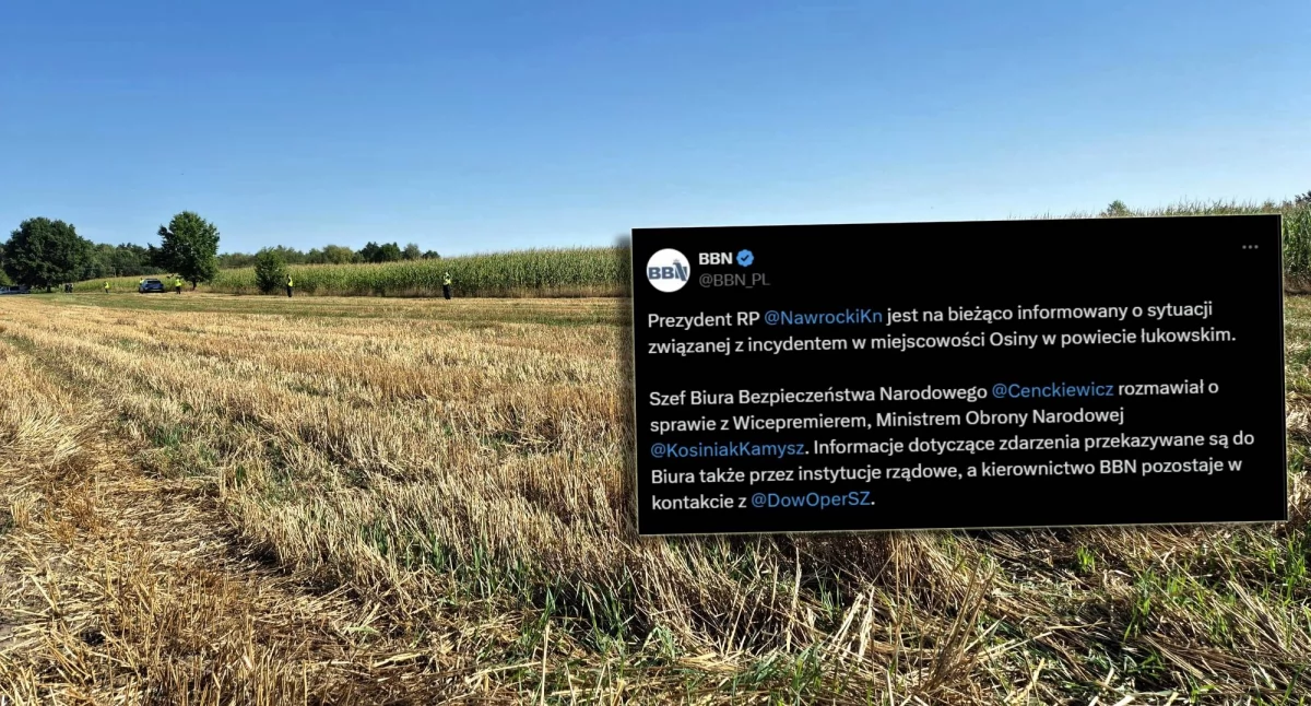 BBN reaguje na eksplozję drona w Osinach. Prezydent Karol Nawrocki na bieżąco informowany