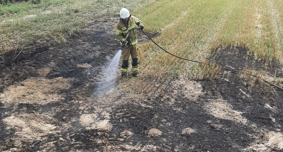 Alarm w Okrzei: pożar rżyska, OSP KSRG Okrzeja w akcji