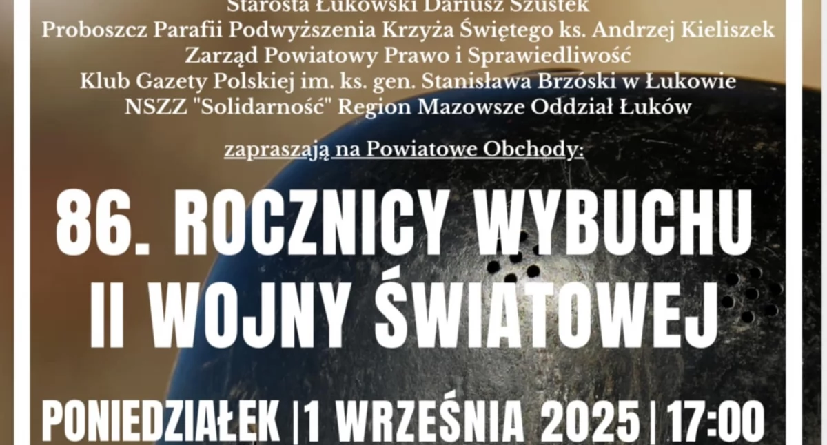 Łuków upamiętni 86. rocznicę wybuchu wojny. Gdzie i kiedy odbędą się obchody?
