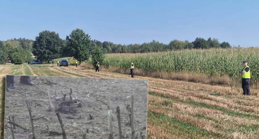Dron eksplodował na polu pod Osinami. Rolnik został sam ze stratami