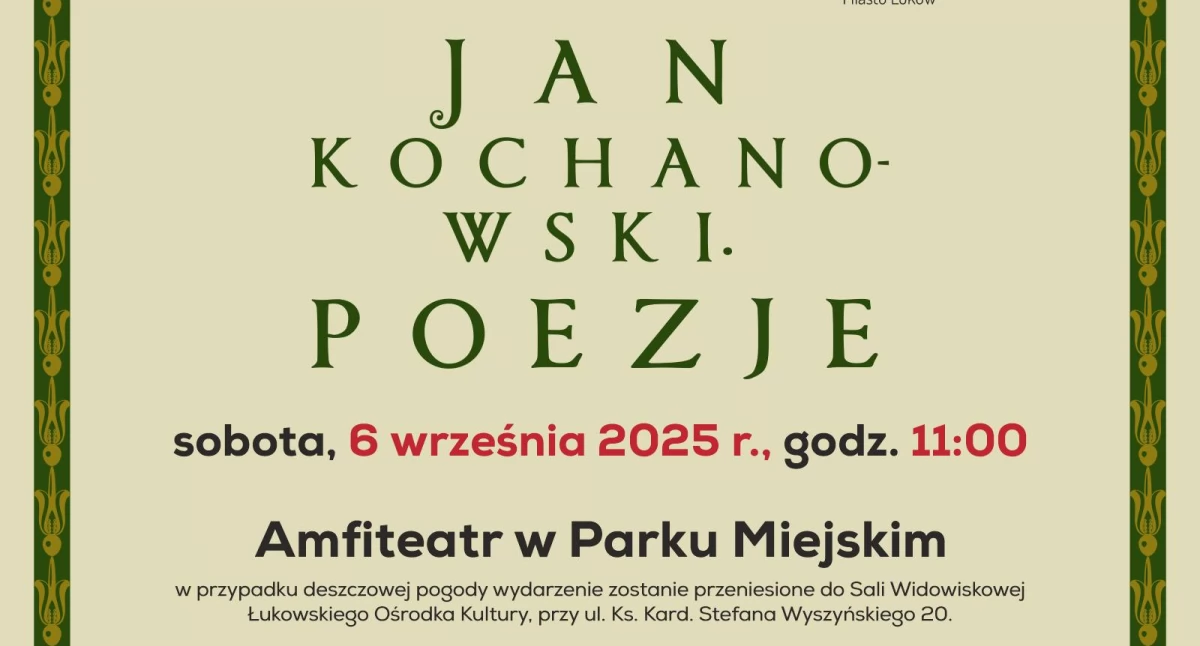 Narodowe Czytanie w Łukowie. Poezje Jana Kochanowskiego w parku miejskim