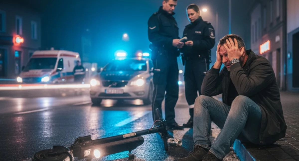 Pijany jak bąk na hulajnodze: Rekord promili i finał w szpitalu w Łukowie!