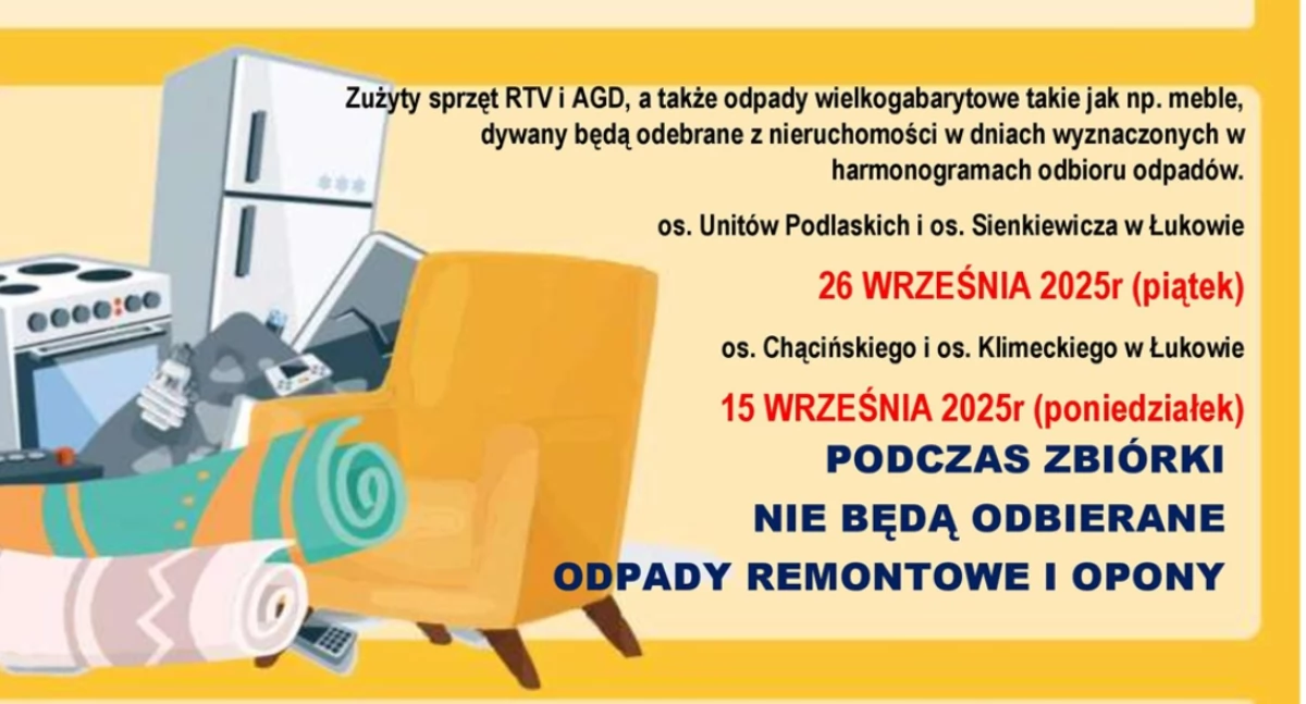 Zbiórka elektroodpadów i gabarytów w Łukowie. Sprawdź, kiedy wystawić odpady