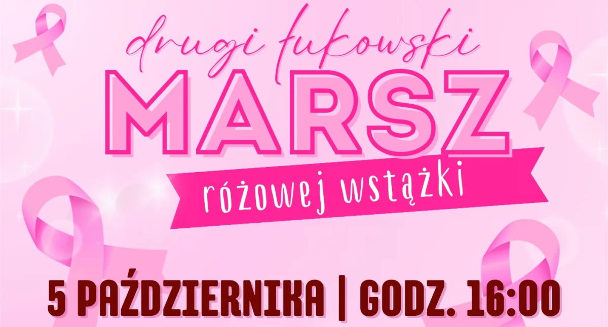 Zapraszamy na Drugi Łukowski Marsz Różowej Wstążki. Będą darmowe badania USG piersi