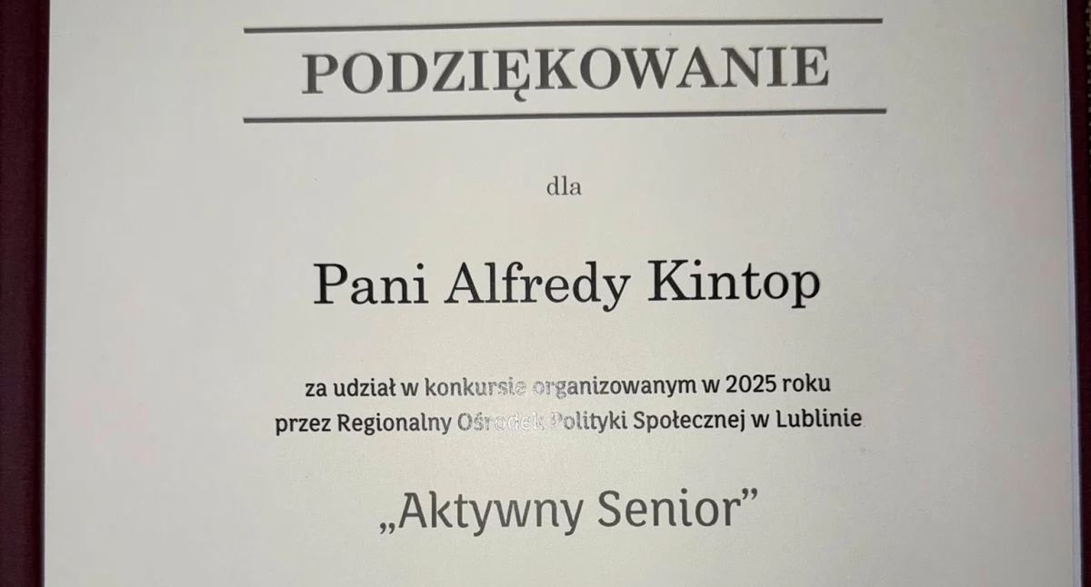 Łukowianka z tytułem „Aktywny Senior”. To wyróżnienie trafiło do Alfredy Kintop