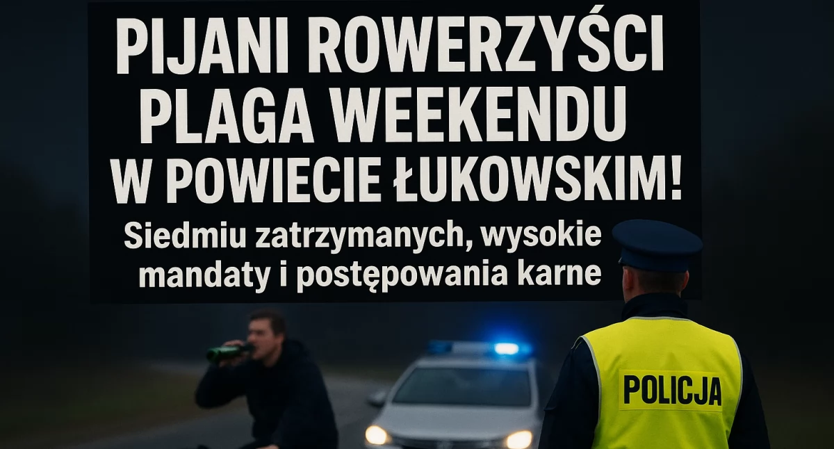 Pijani rowerzyści plaga weekendu w powiecie łukowskim! Siedmiu zatrzymanych, wysokie mandaty i postępowania karne.