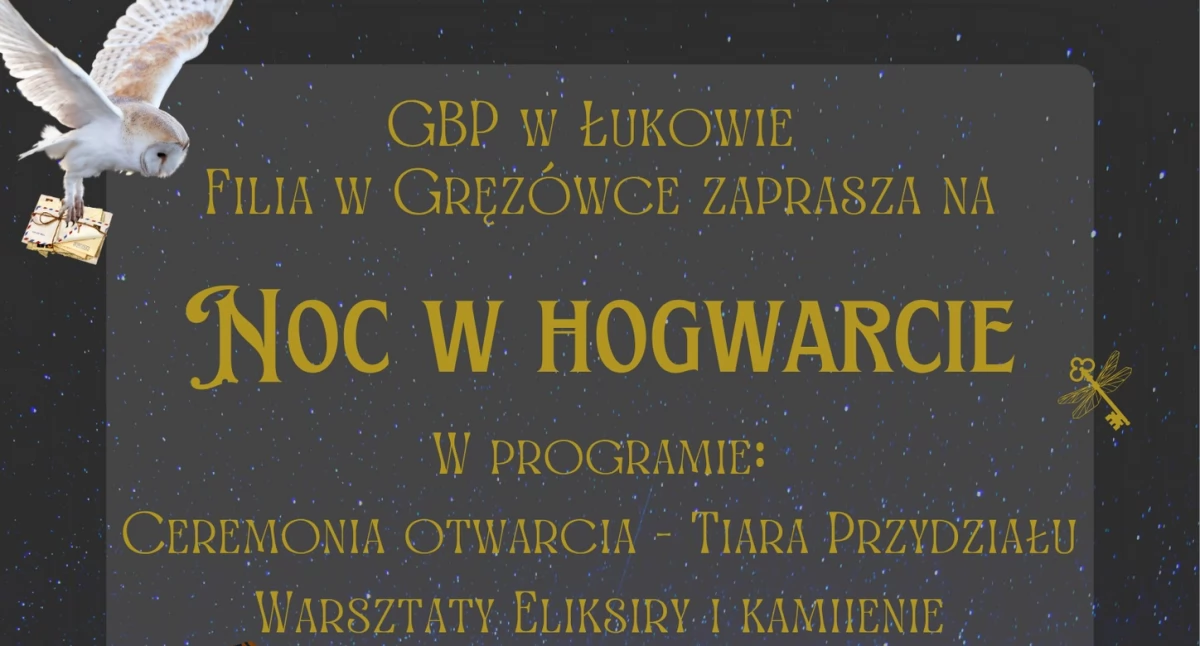 Zapraszamy na magiczną noc w Gręzówce. Biblioteka zamieni się w Hogwart