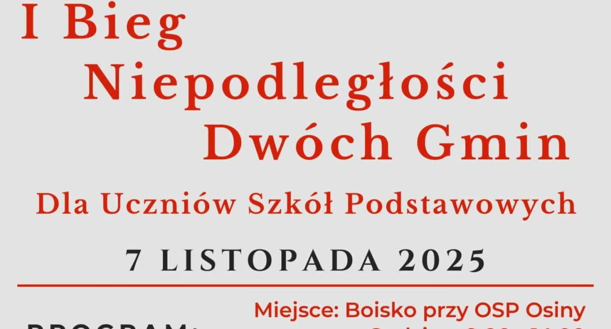 I Bieg Niepodległości Dwóch Gmin już 7 listopada. Uczniowie z Woli Mysłowskiej i Krzywdy pobiegną razem
