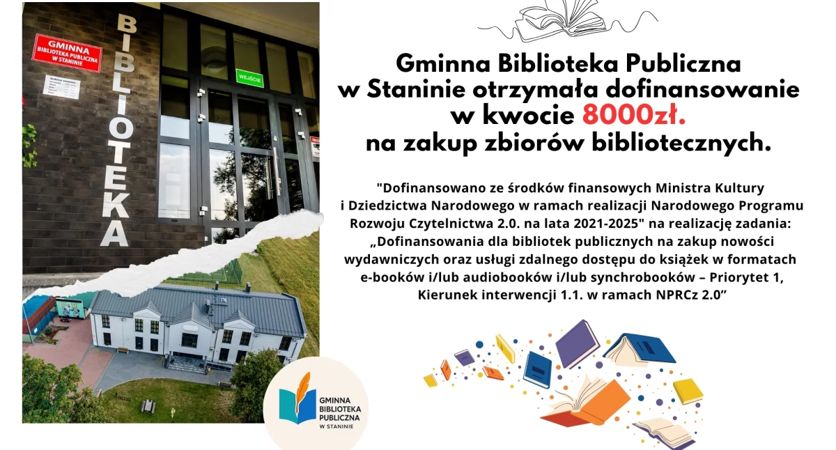 Nowe książki już w drodze! Biblioteka w Staninie dostała 8000 zł na zakupy