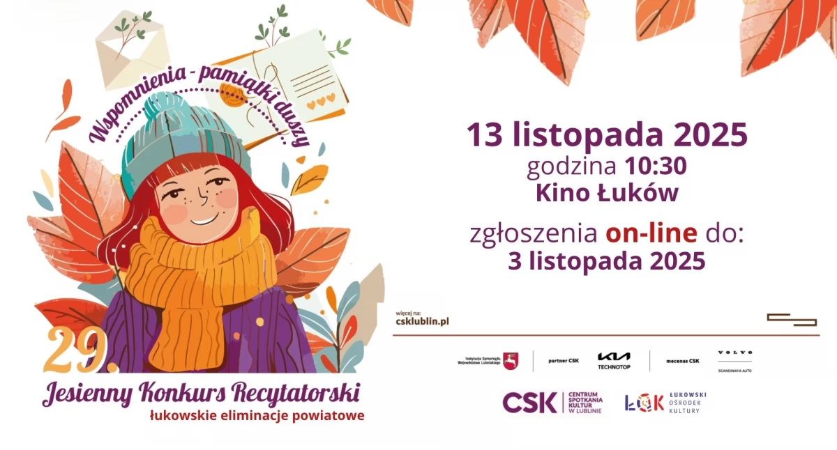 Rusza XXIX Jesienny Konkurs Recytatorski w Łukowie. Tematem będą „Wspomnienia – pamiątki duszy”