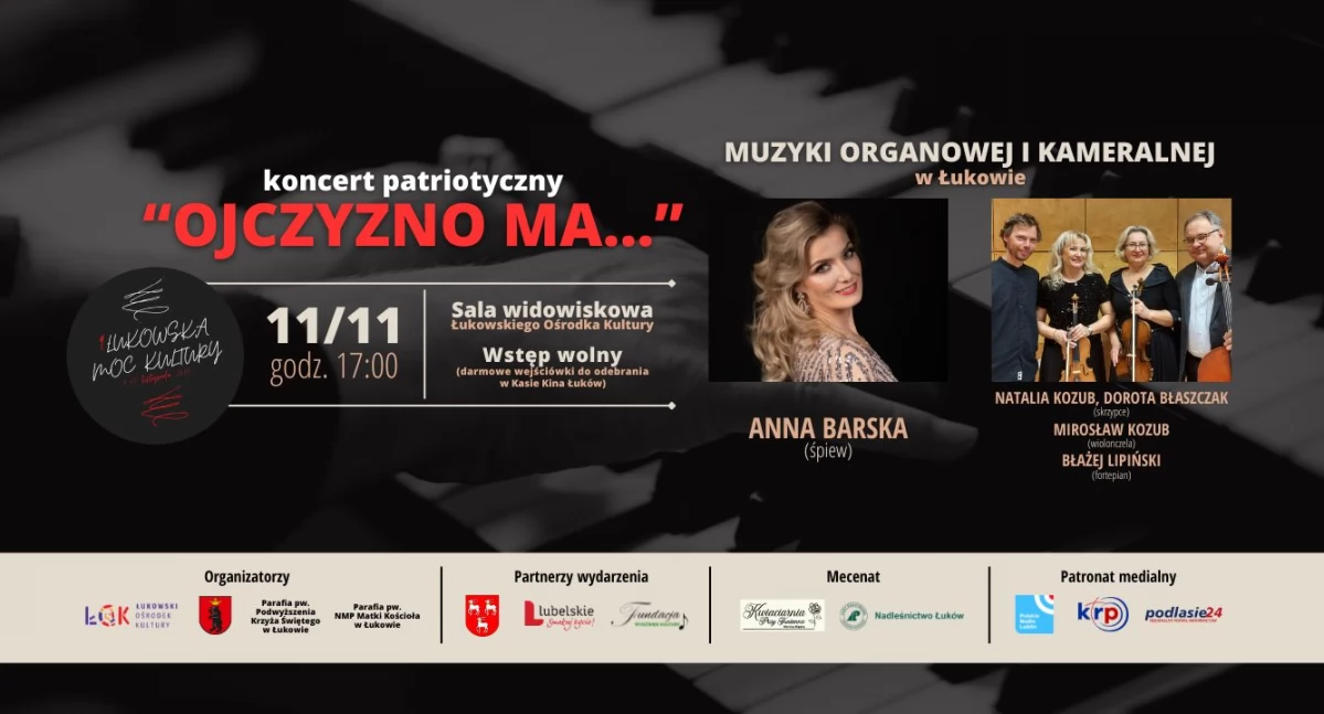 Koncert „Ojczyzno ma…” w Łukowie. Zapraszamy na muzyczne obchody Święta Niepodległości