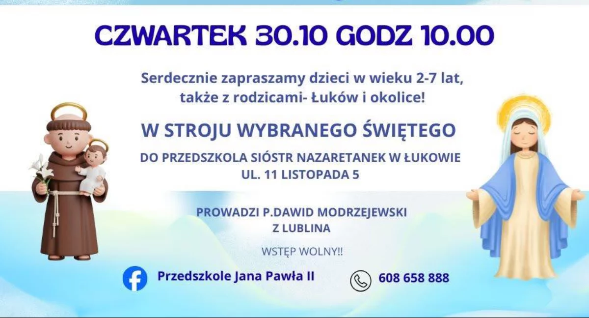 Bal Świętych w Łukowie. Siostry Nazaretanki zapraszają najmłodszych do wspólnej zabawy
