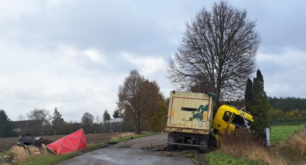 Czołowe zderzenie z ciężarówką. 27-latek z powiatu siedleckiego zginął na miejscu