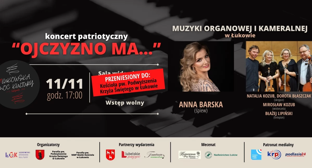 Łuków: Wielki Koncert Patriotyczny przeniesiony! Sprawdź, gdzie pójść 11.11