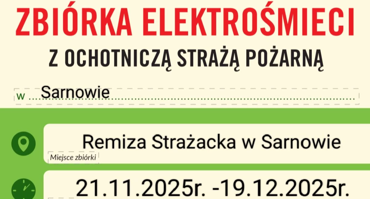 OSP Sarnów zbiera stary sprzęt: Pomóż strażakom, pozbądź się elektrośmieci i ułatw niesienie pomocy!
