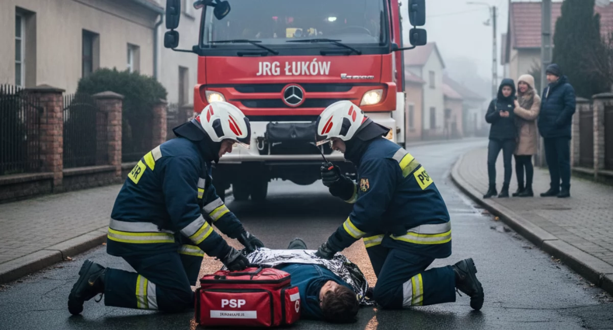Dramatyczna akcja w Łukowie: Nie było wolnej karetki, na ratunek ruszyli strażacy!