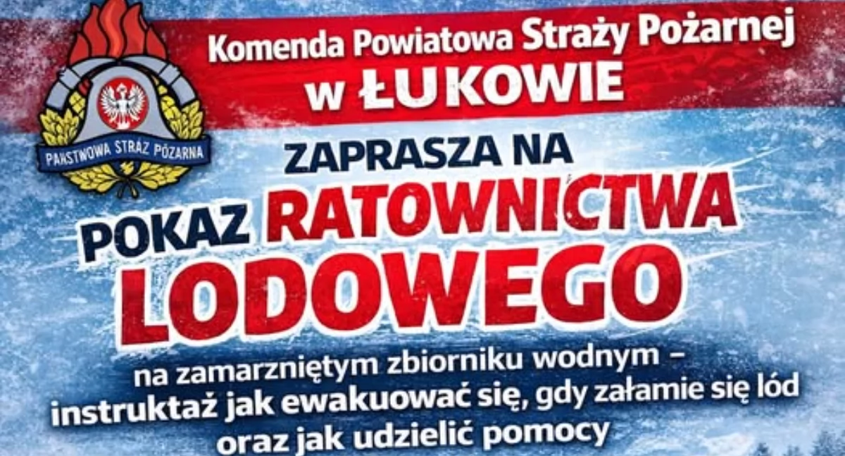 Łuków: Pokaz ratownictwa lodowego nad Zalewem Zimna Woda