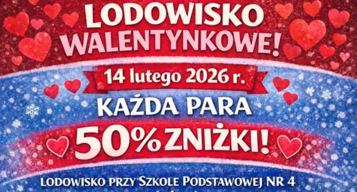 Walentynki w Łukowie za pół ceny! Zobacz, jak wejść na lód 50% taniej