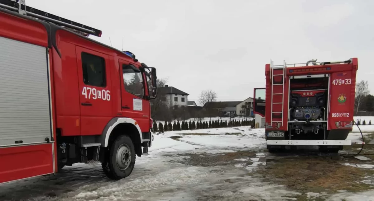 Strażacy z Adamowa i Łukowa gasili pożar w kotłowni w Zakępiu