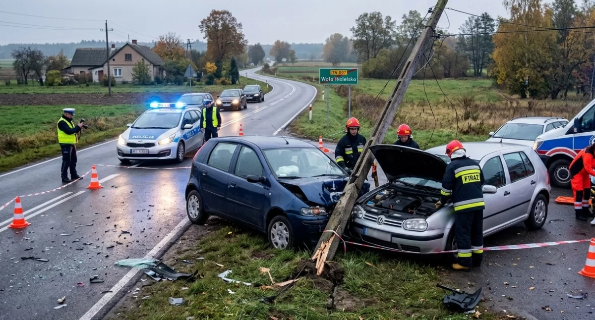 Wypadki w powiecie łukowskim: Rozbite auta i ranny kierowca