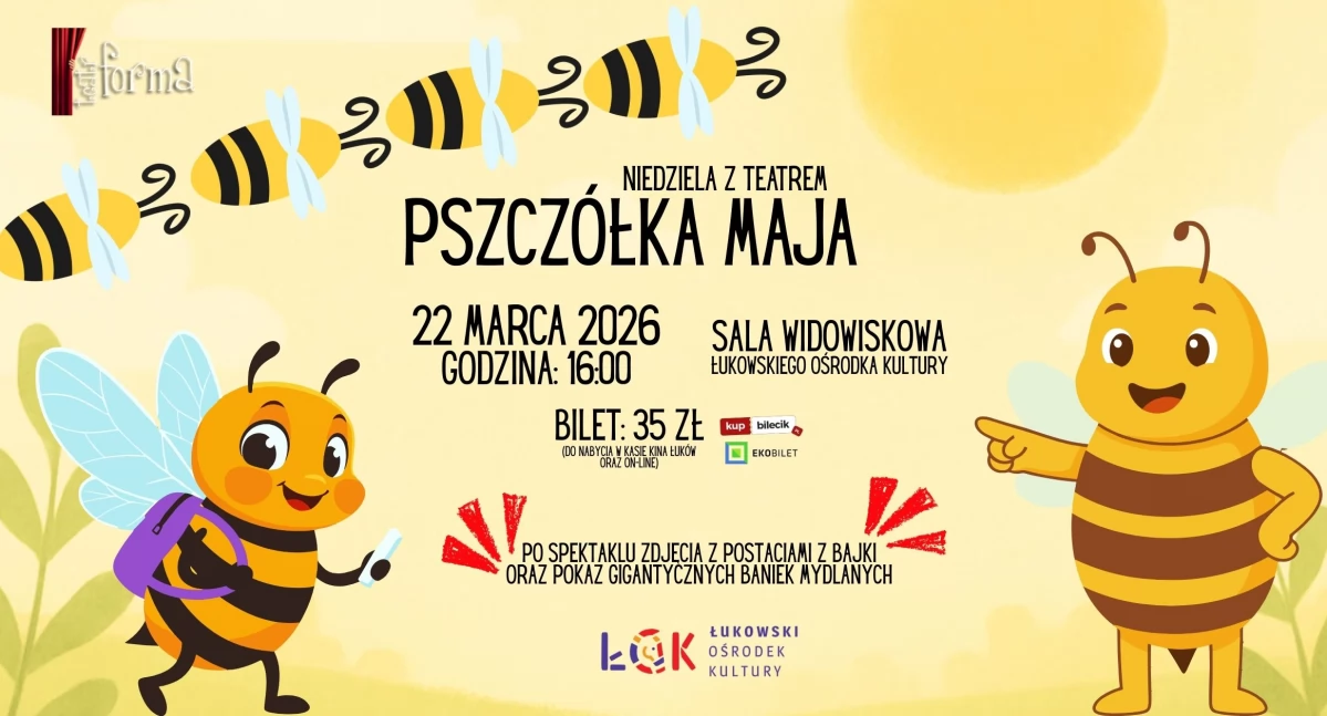 Niedziela z teatrem w ŁOK: spektakl „Pszczółka Maja” + pokaz gigantycznych baniek mydlanych 