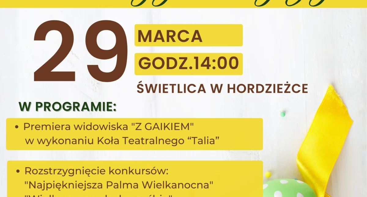 Wielkanocne tradycje w Hordzieżce: Widowisko „Z Gaikiem” i konkurs na palmy