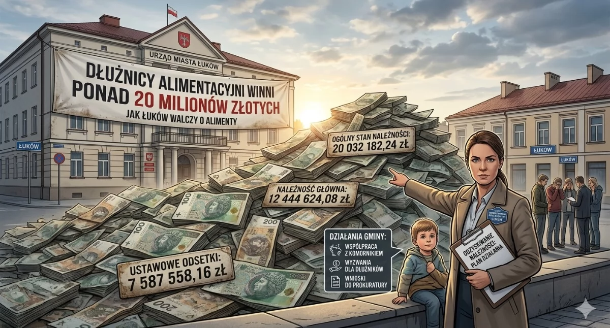 Rekordowe długi alimentacyjne w Łukowie sięgają 20 milionów złotych