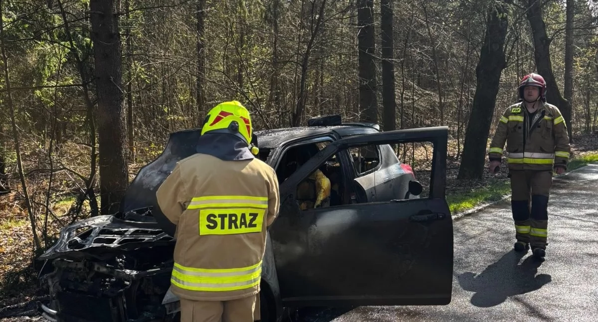 Piekło na drodze między Ławkami a Gręzówką. Z samochodu zostały tylko zgliszcza