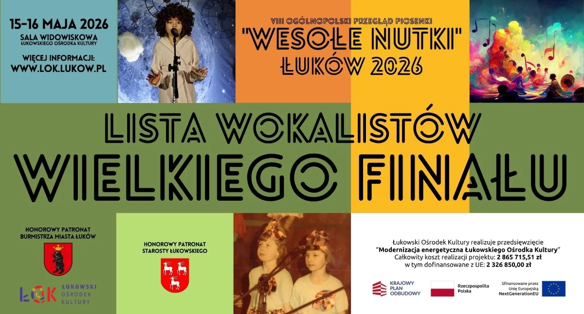Lista wielkiego finału Ogólnopolskiego Konkursu „Wesołe Nutki” Łuków 2026
