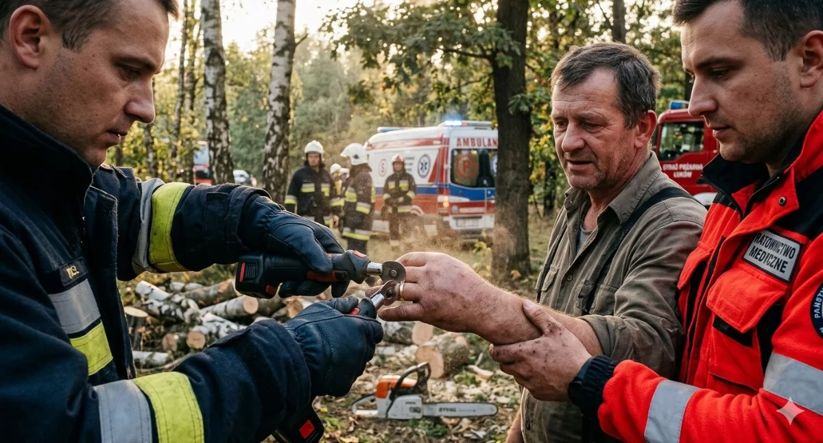 Sekundy od tragedii w Sarnowie. Nietypowa akcja strażaków podczas wycinki drzew