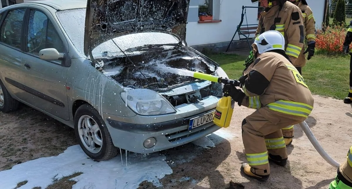Ogień na drodze w Woli Okrzejskiej. Służby interweniowały w biały dzień