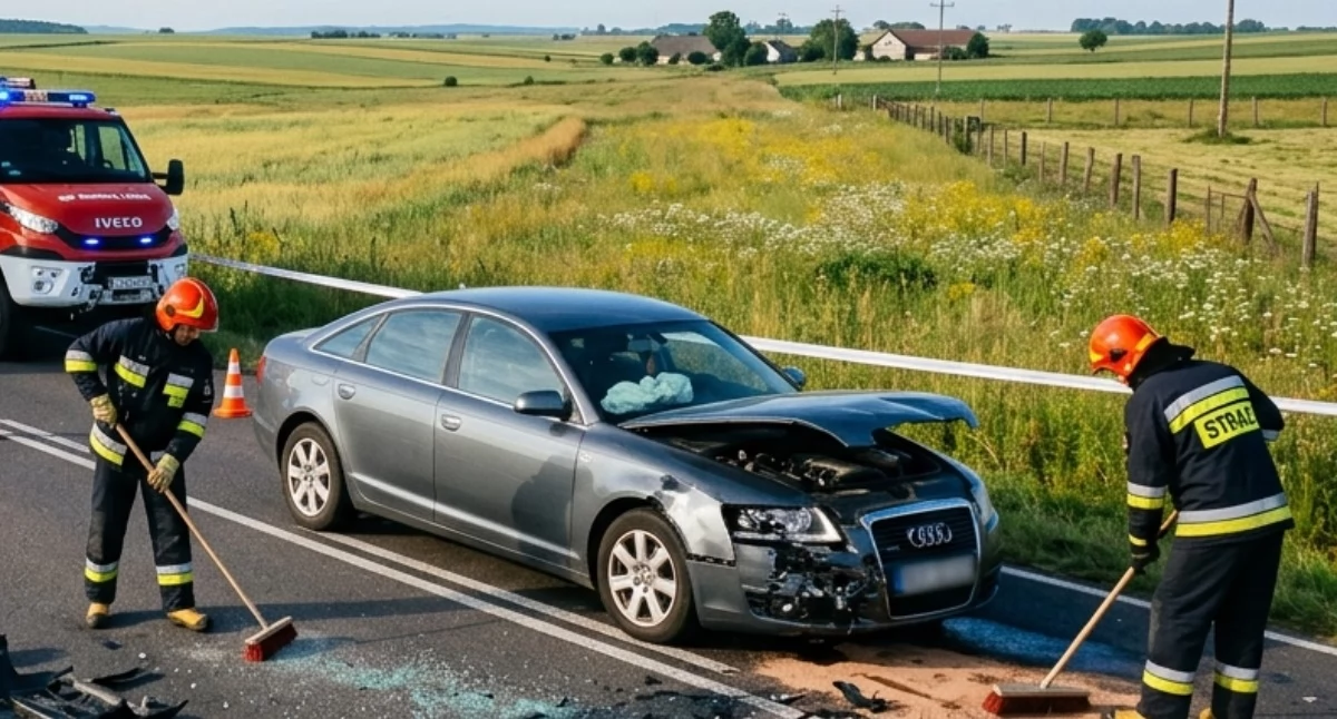 Niespodziewane spotkanie na drodze Szczygły Górne Sarna wbiła się w audi kierowcy