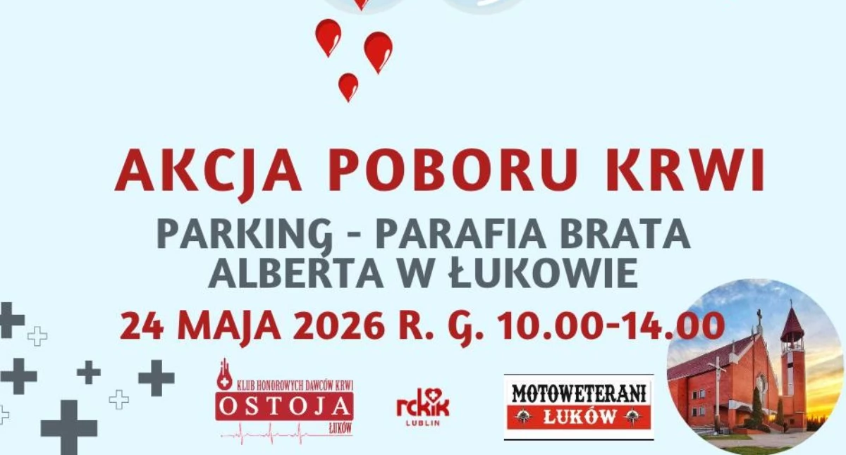 Oddaj krew w Łukowie i uratuj życie. Ambulans przyjedzie pod kościół św. Brata Alberta