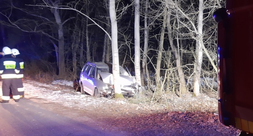 Wypadek koło Teodorowa. Auto na drzewie (ZDJĘCIA) 