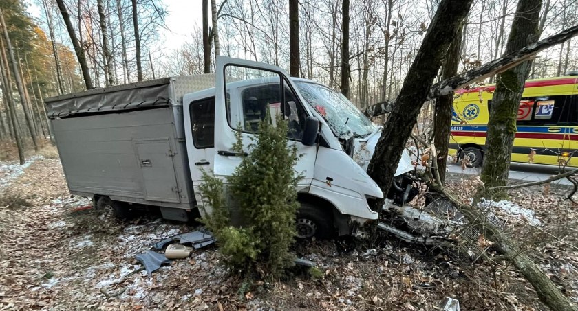 Wjechał busem drzewo. Interwencja służb