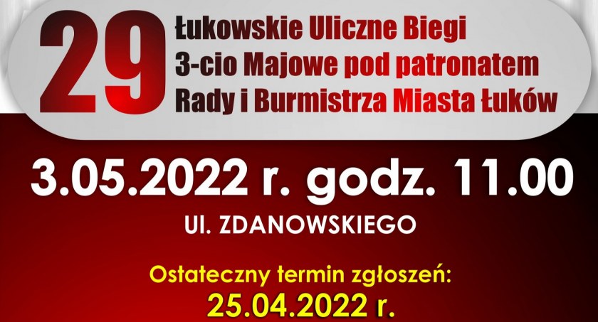 Ruszają zapisy na biegi 3-majowe w Łukowie 