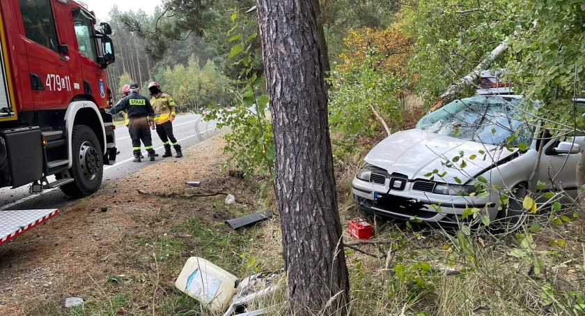 Śmiertelny wypadek koło Krzywdy. Auto zjechało z drogi i uderzyło w drzewo (ZDJECIA)