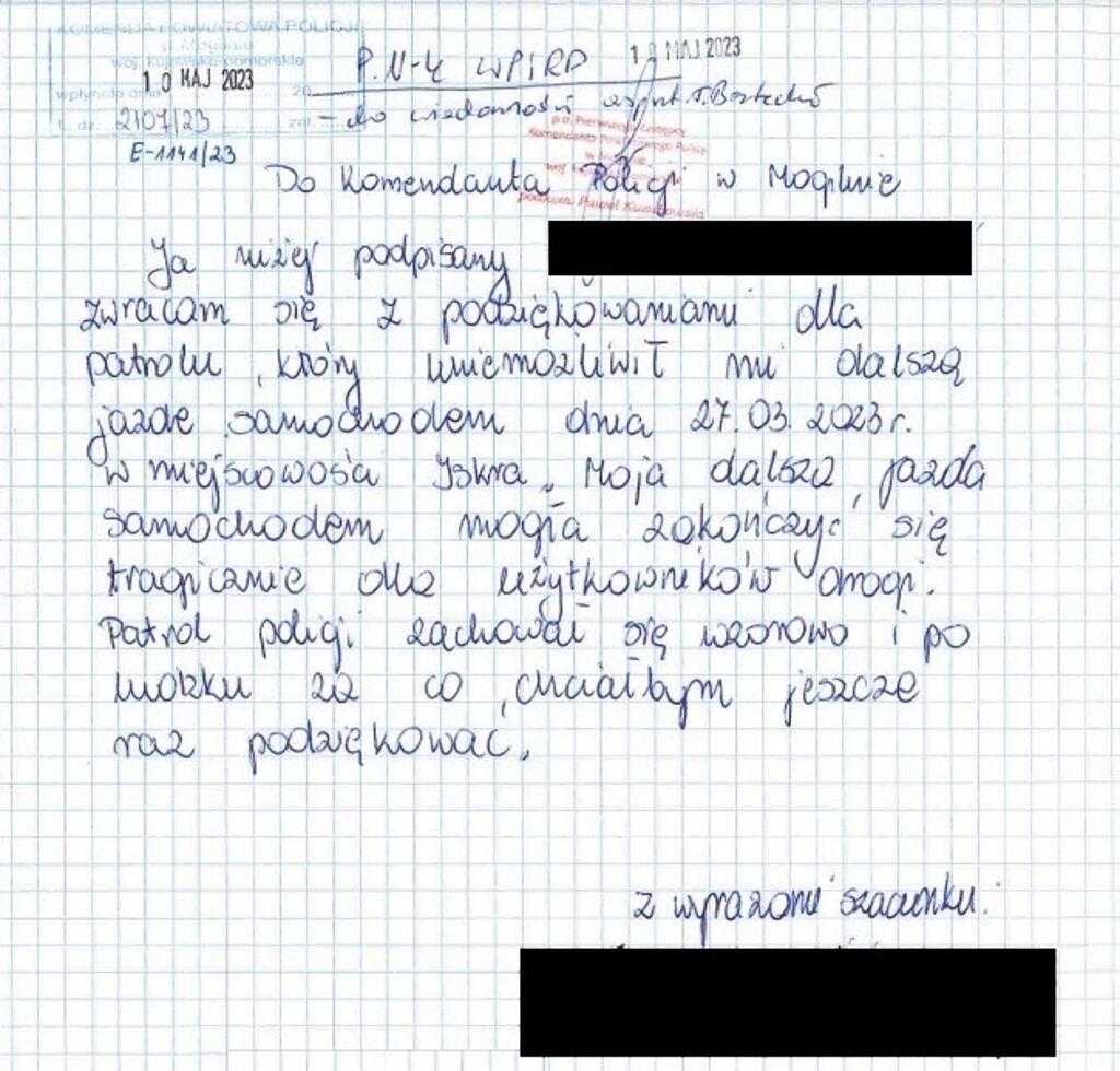Zatrzymali pijanego kierowcę, podziękował policjantom