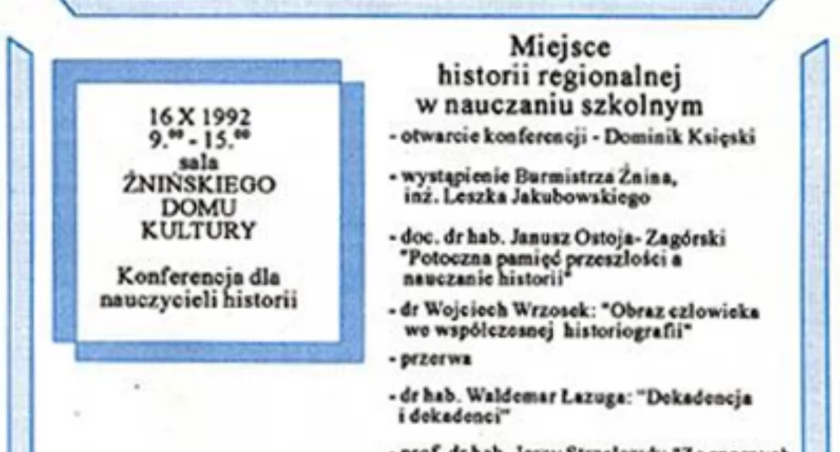 Miejsce historii regionalnej w nauczaniu szkolnym - konferencja z 1992 roku 